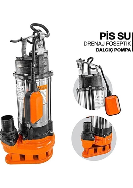 Schutzenger Alman 1.5hp 550DF Drenaj Logar Atık Dalgıç Su Pompası Motoru - Bıçaklı Parçalayıcı SC-550F