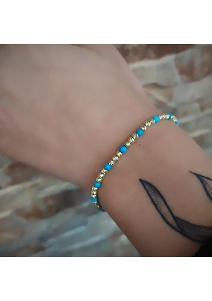 Gümüş Firuze Taşlı Dorika Toplu Bayan Bileklik HS779E5