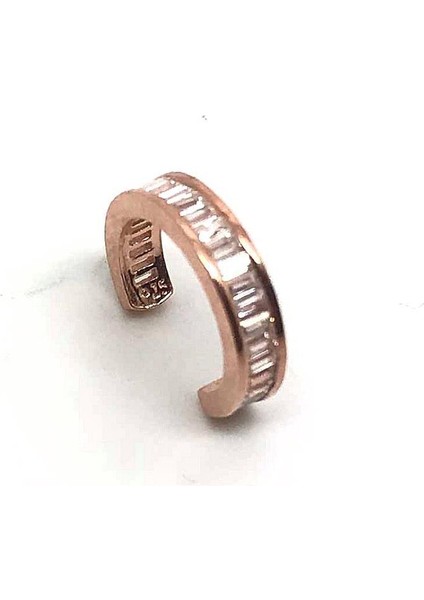 Gümüş Baget Taşlı Sıkıştırma Kıkırdak Küpe CN74T2