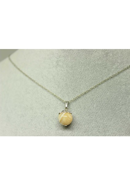 Sedef Taşı Karamel Kolye Ucu Zincirli modelleri