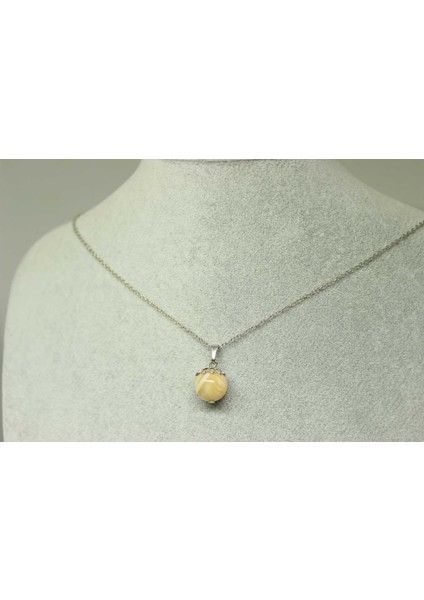 Sedef Taşı Karamel Kolye Ucu Zincirli fırsatları