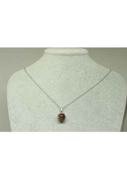 Kaplan Gözü Taşı Kolye Ucu Zincirli