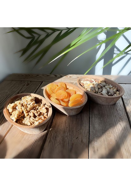 Ahşap Çerezlik Elips El Yapımı 3'lü Set fırsatları