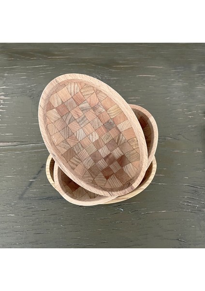 Ahşap Çerezlik Elips El Yapımı 3'lü Set indirimleri