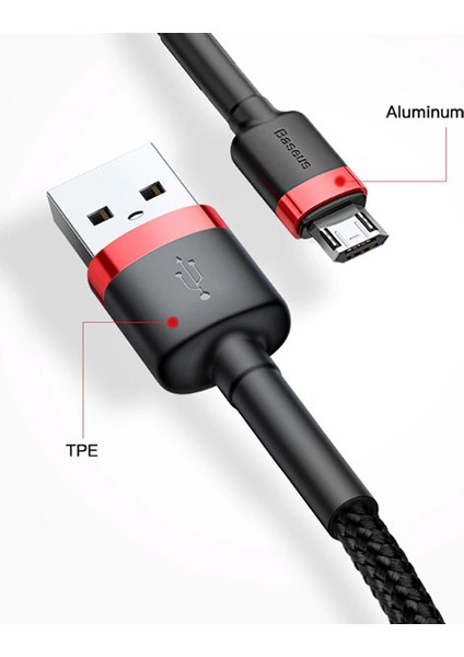 Cafule Micro USB 0.50 Kısa 2.4A Hızlı Şarj Halat USB Kablo