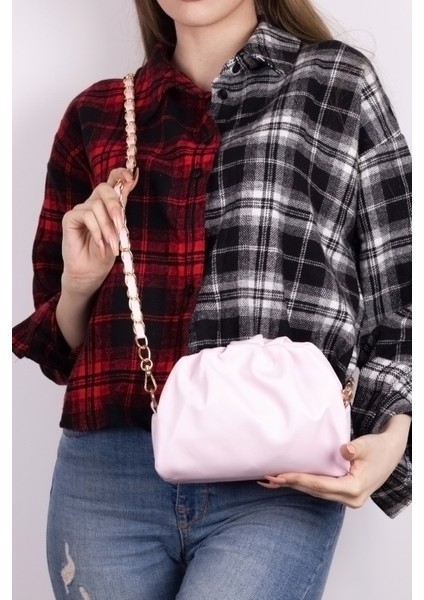 Kadın Lila Örgü Zincir Detaylı Yumuşak Deri Çapraz Çanta TBC148