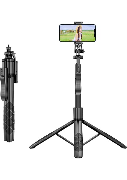 1530MM Kablosuz Selfie Çubuğu Tripod Katlanabilir Monopod Sarsıntı Önleyici 360 Derece Dönen Selfie ile Uyumlu (Yurt Dışından)