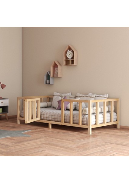 Parma Ithal Ladin Doğal Ahşap Montessori Çocuk Karyola Beşik