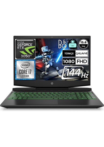 Pavilion 15-DK2060NT 54T16EA01 I7-11370H 16GB 1tbssd RTX3050TI 15.6" Fullhd Windows 11 Home Taşınabilir Bilgisayar