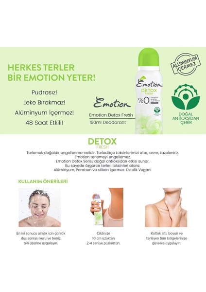 2 Adet Detox Fresh Kadın Deodorant Sprey 150 Ml