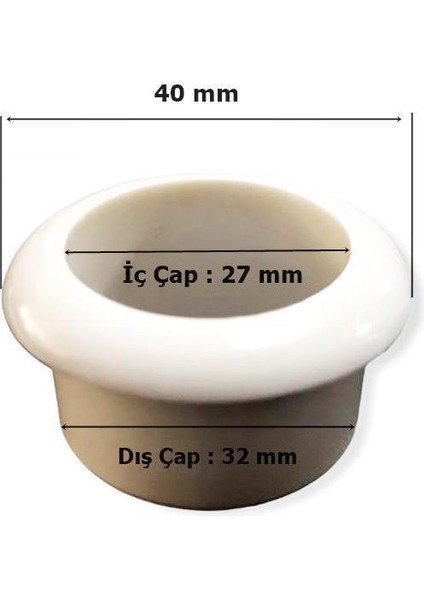 Doğalgaz Flex Için 50 Adet Mermer Üstü Delik Tıpası Yüzük Beyaz