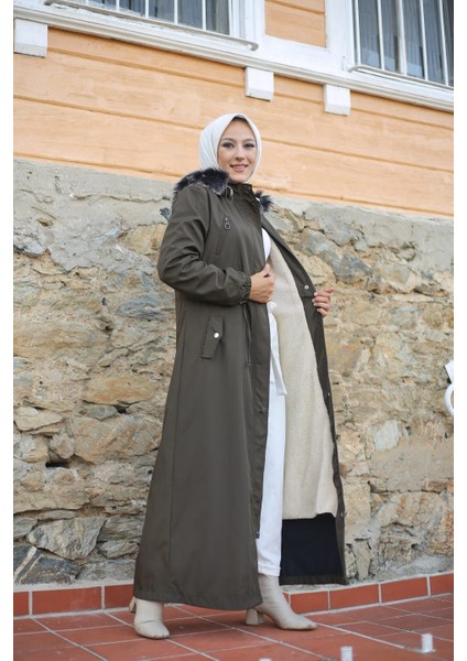 Haki Içi Kürklü ve Su Geçirmez Tam Boy Kadın Kışlık Mont & Kaban modelleri