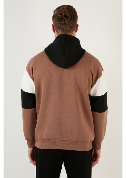 Renk Bloklu Regular Fit Kapüşonlu İçi Tüylü Yumuşak Şardonlu Sweat Erkek SWEAT 5905299 indirimleri
