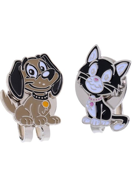 2 Adet Manyetik Şapka Klipli Golf Aksesuarları ile Kedi Köpek Golf Top Işaretleyici