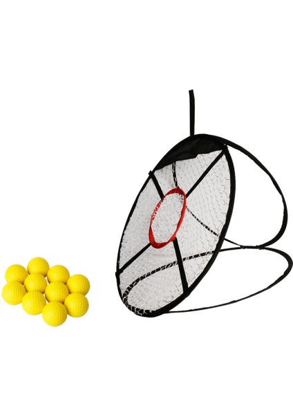 10 Adet Sarı Golf Yumuşak Köpük Uygulama Topları + 61CM Golf Yongası Eğitim Ağı