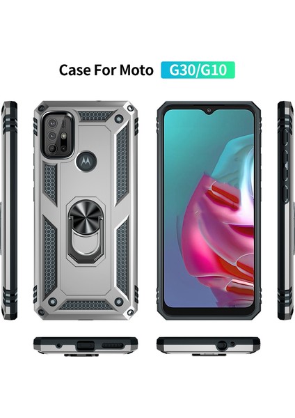 Moto G10 / G30 Için Pc+Tpu Telefon Kılıfı - Gümüş (Yurt Dışından)