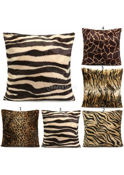 6pcs Yumuşak Hayvan Baskı Zebra Leopar Peluş Peluş Yastık Kasası Yastık Kapağı