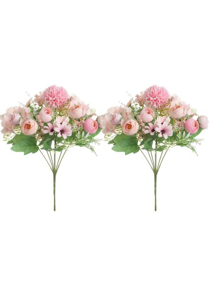 Yapay Ipek Gül Gelin Buket Çiçek Dekorasyonu Ev Dekoru 2xpink