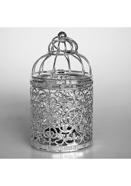 2pcs Vintage Metal Birdcage Tealight Mum Tutucu Asma Fenerler Gümüş