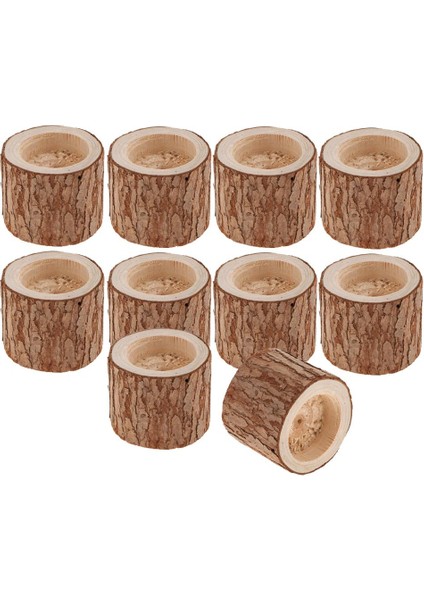 10XWOODEN Mum Tutucu Çay Işığı Ev Parti Şamdanlar Rustik Dekor -5cm