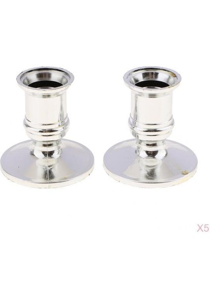 10 Adet Konik Mum Tutucular Geleneksel Şekil Şamdan Seçeneği1 10PCS Gümüş 5.8cm