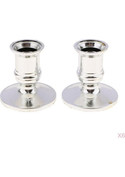 12 Adet Plastik Mum Tutucu Sütun Şamdan LED Mumlar Seçeneği1 12PCS Gümüş(Yurt Dışından)