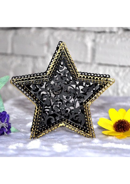 3D Hollow Star Faslı Şamdan Candle Çay Işık Tutucu Partisi 6-Set