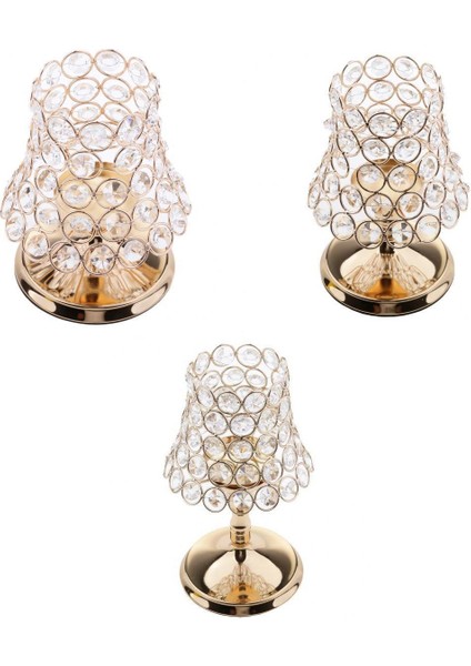 3x Kristal Adak Tealight Mum Sahipleri Düğün Ziyafet Centerpieces Dekor