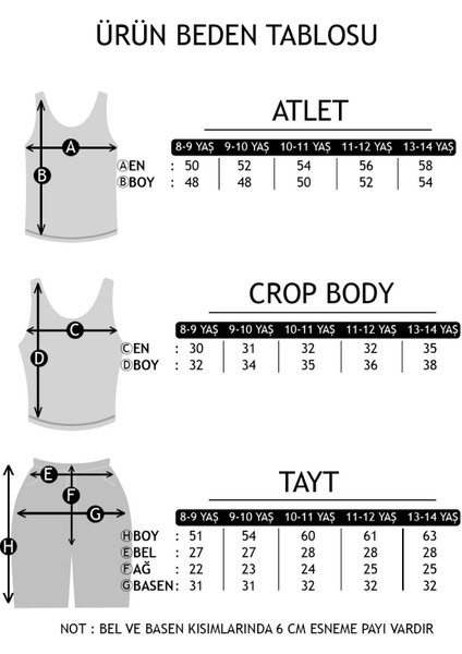 Crop Badylı Taytlı Kız Çocuk 3’lü Alt Üst Takım