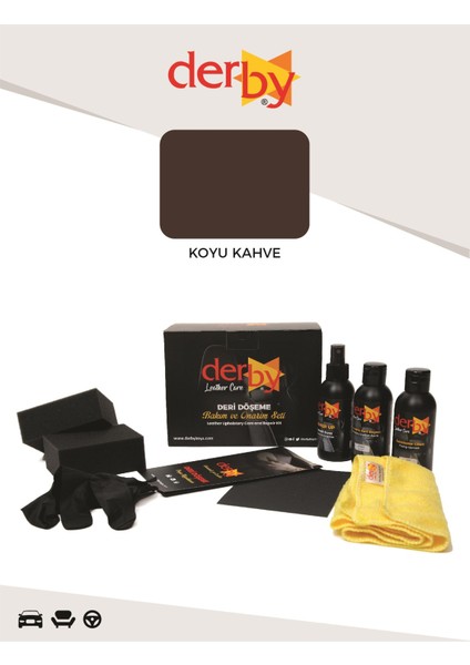 Deri Döşeme ve Direksiyon Boyama ve Yenileme Seti - 3'lü Set