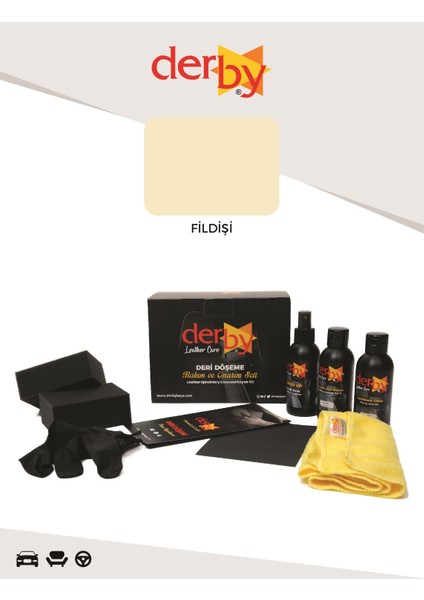 Deri Döşeme ve Direksiyon Boyama ve Yenileme Seti - 3'lü Set