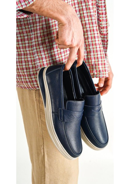 Hakiki Deri Lacivert Erkek Deri Casual Ayakkabı MRD7-0710