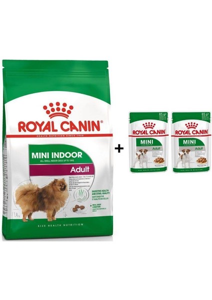 Mini Indoor Adult Köpek Maması 1,5 kg + 2 Adet Yaş Mama Hediye