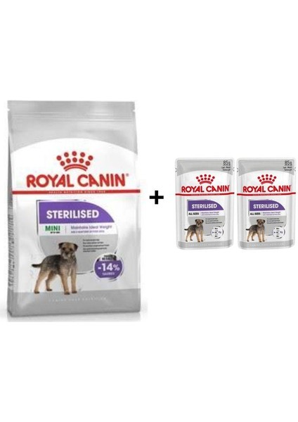 Mini Sterilised Kısır Köpek Maması 3 kg + 2 Adet Yaş Mama Hediye
