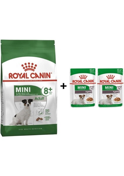 Mini Adult +8 Yaş Yaşlı Köpek Maması 2 kg + 2 Adet Yaş Mama Hediye