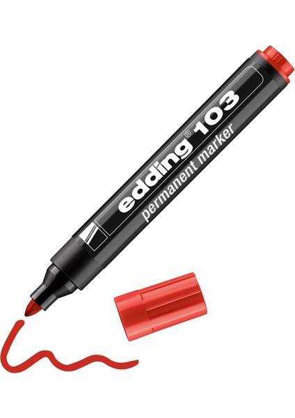 103 Kalıcı Işaretleyici Marker Kırmızı Kalem Metal Plastik Cam