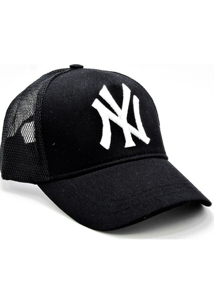 Fileli New York Yankees Nakışlı Şapka Siyah Beyaz Ny Şapka