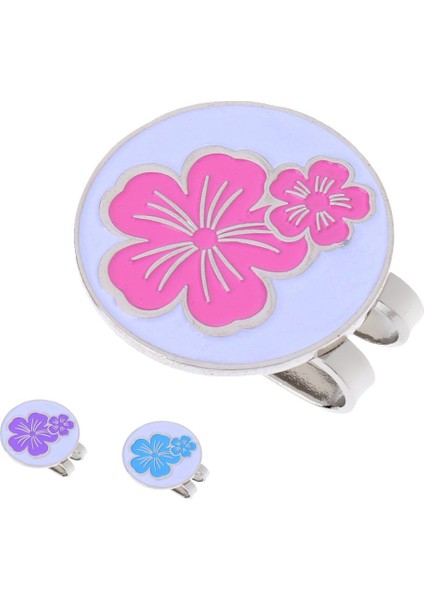 Yeni 3 Adet Manyetik Şapka Klipli Sevimli Çiçek Desenleri ile Golf Topu Işaretçisi Siyah Mavi Mor (Yurt Dışından)