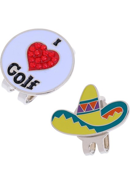 2 Adet Alaşım Golf Topu Işaretçisi Şapka Klipsi Dayanıklı Çok Renkli (Yurt Dışından)