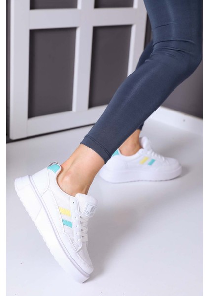 Beyaz Yeşil Kadın Sneaker 0151