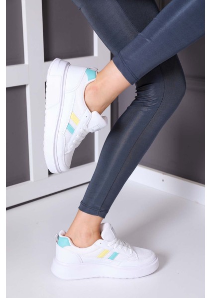 Beyaz Yeşil Kadın Sneaker 0151 fiyatları