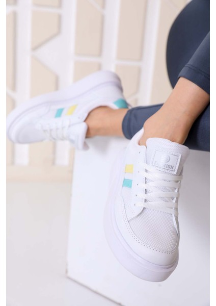 Beyaz Yeşil Kadın Sneaker 0151 fırsatları