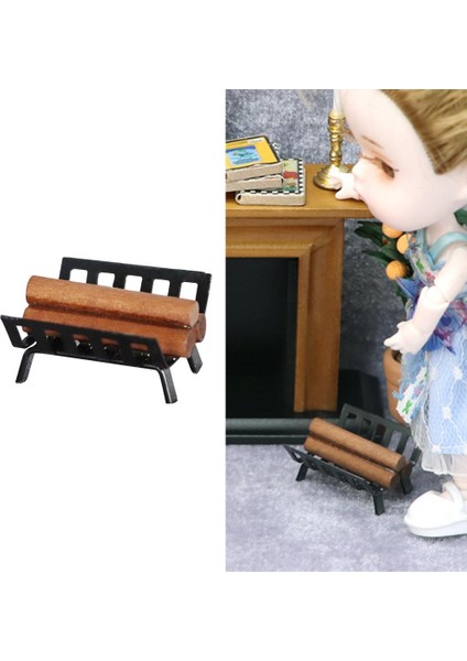 Minyatür Kavurma Arabası Yakacak Odun Raf Tutucusu ve Şömine 1:12 Dollhouse (Yurt Dışından) fırsatları