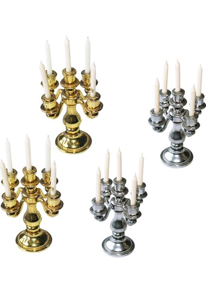 4x Antik 1/12 1: 6 Ölçekli Bebek Evi Bjd Dekor Için 5 Kollu Mum Sahibi (Yurt Dışından)