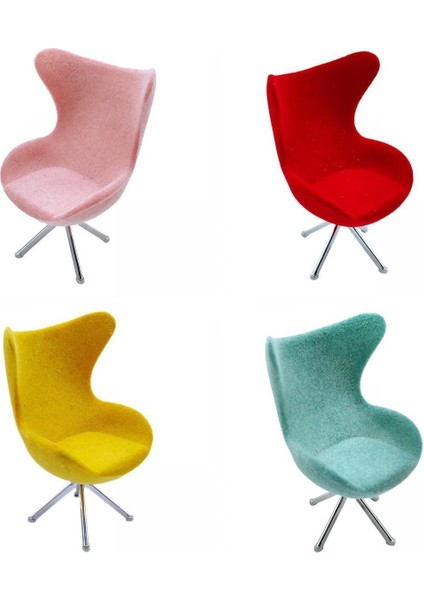 4 Adet 1:12 Bebek Ev Mini Plastik Kuğu Sandalyeleri Ev Modern Mobilya Dekoru (Yurt Dışından)