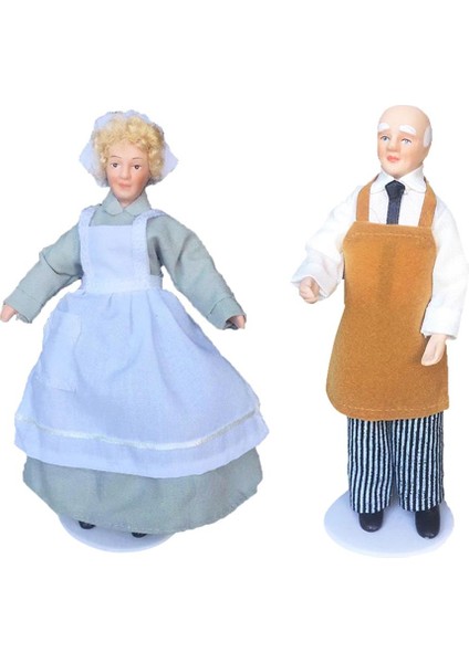 2 Adet Antik 1/12 Mini Porselen Bebek Modeli Küçük Kız Çocuk Dekor Çocuk Oyuncakları (Yurt Dışından)