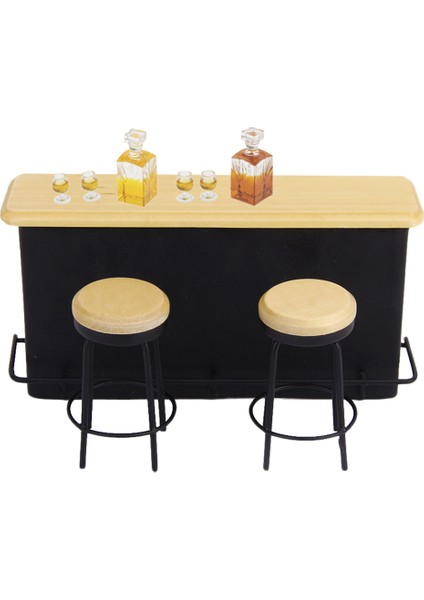 1/12 Ölçekli Dollhouse Bar Dolap Masası Dışkı Likör Şarap Şişesi Ups Mutfak Seti C C (Yurt Dışından)