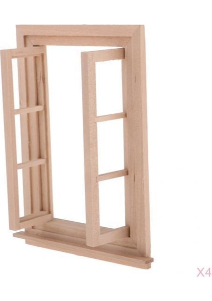 4x 1/12 Dollhouse Minyatür Boyasız Ahşap 6 Bölmesi (Yurt Dışından)