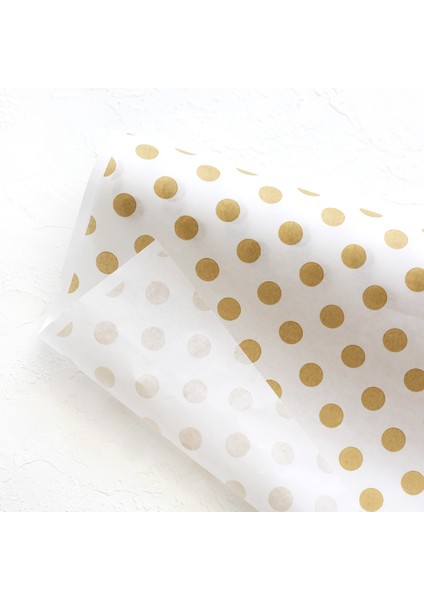 Paket kağıdı, metalik puantiye, 70x100 cm 5 adet (Altın)