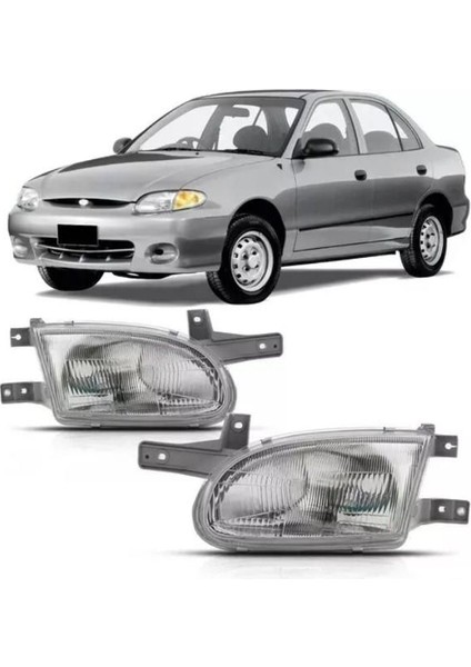 Hyundai Accent Yumurta Kasa Sağ + Sol Ön Far Takımı 1998--2000